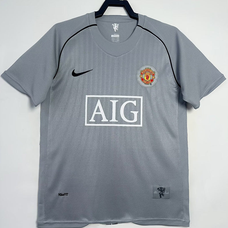 Maillot de gardien de but rétro gris de Manchester United 2007-2008