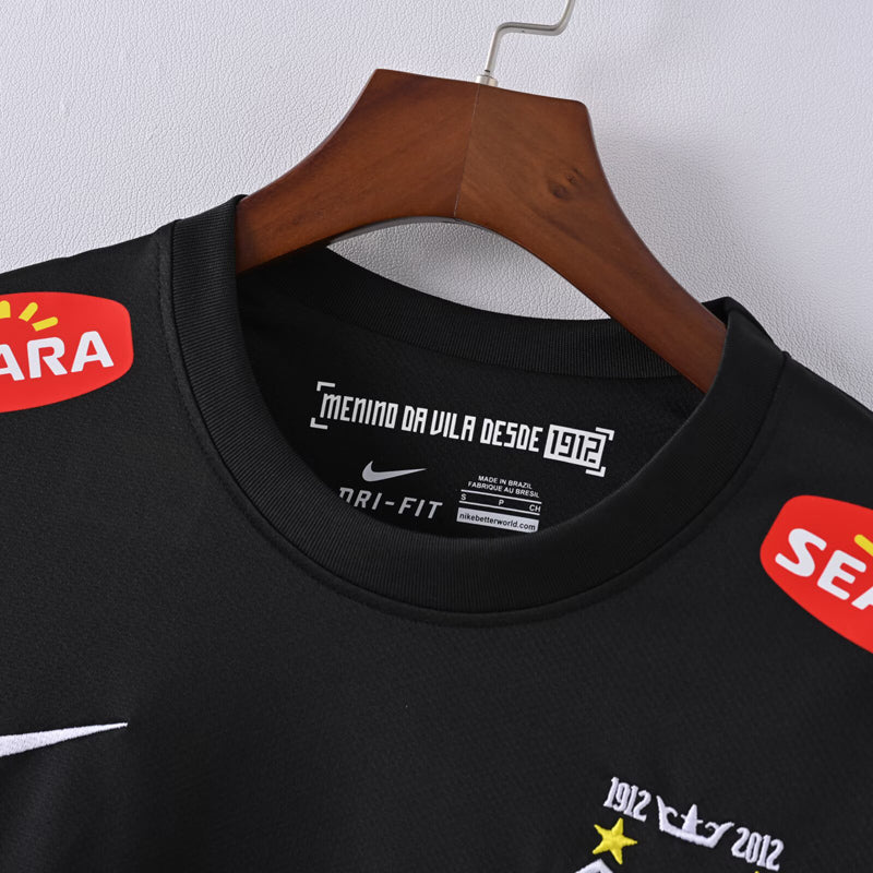 Maillot de football rétro noir Santos FC 2012-2013